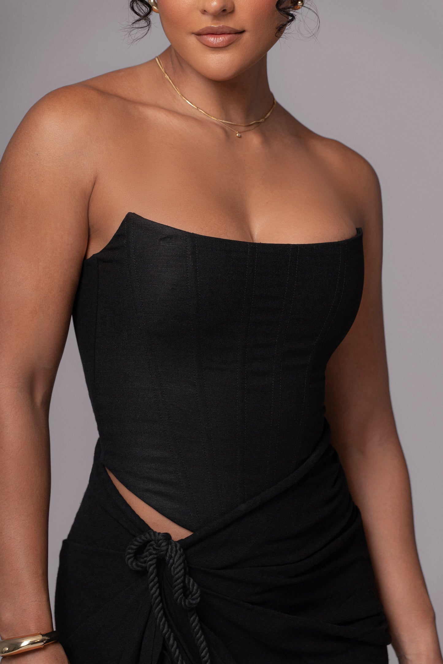 Black Fenix Reversible Linen Corset