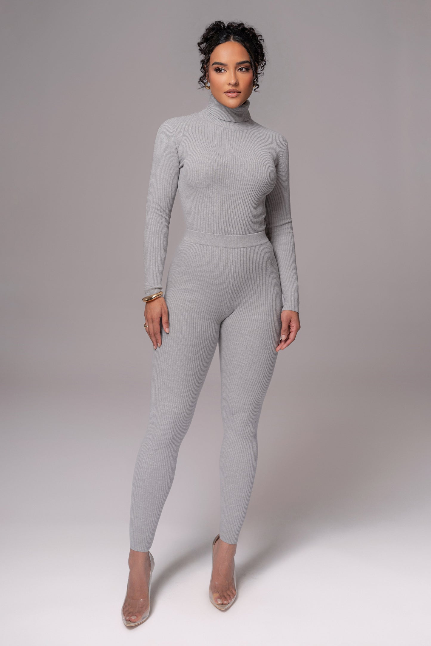 Heather Grey Arlett Turtleneck Bodysuit