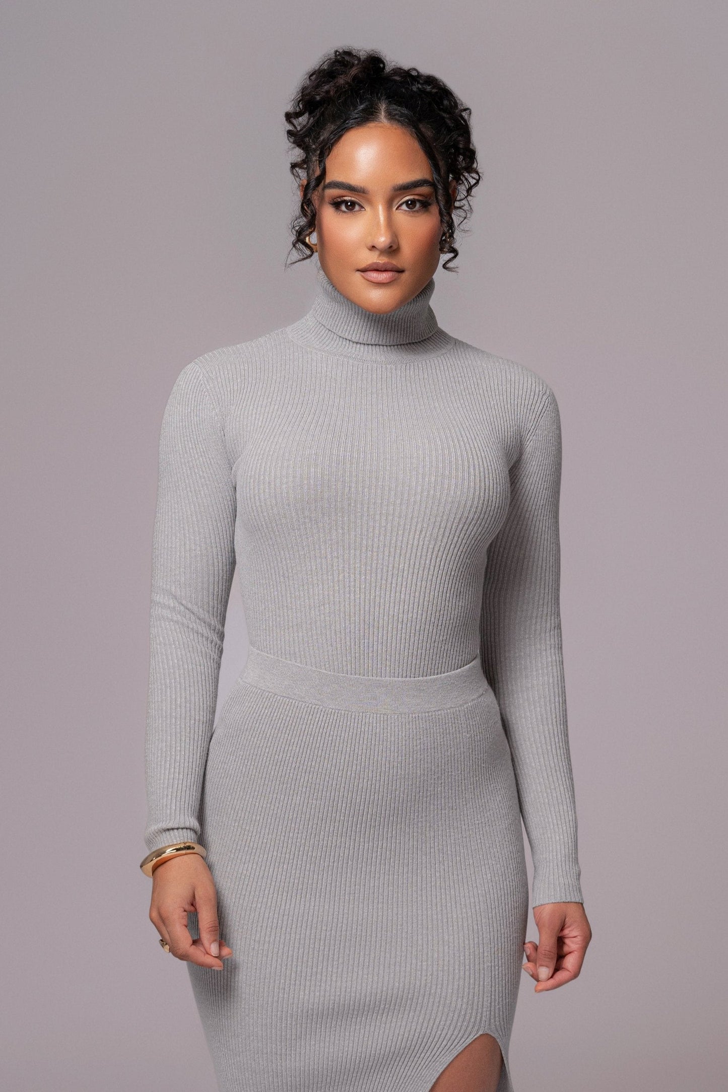 Heather Grey Arlett Turtleneck Bodysuit