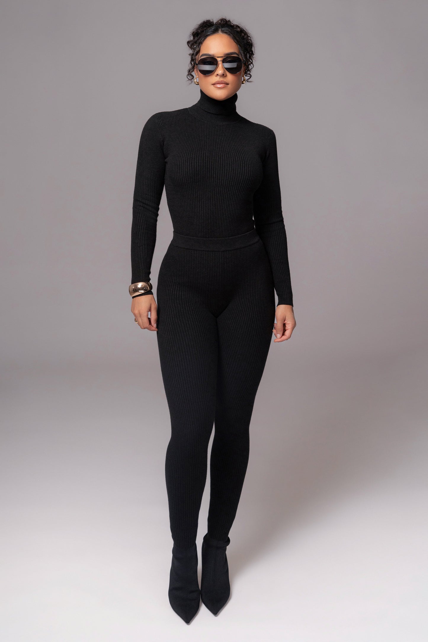 Black Arlett Turtleneck Bodysuit