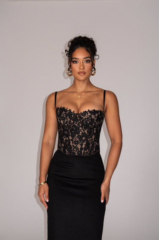 Black Grecia Lace Bustier Top