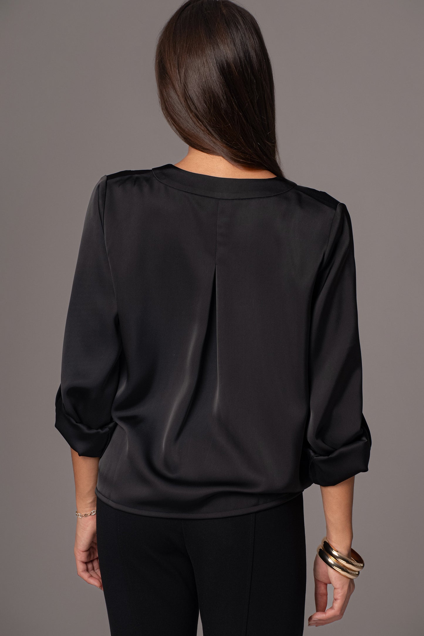 Black Satin Draped Top