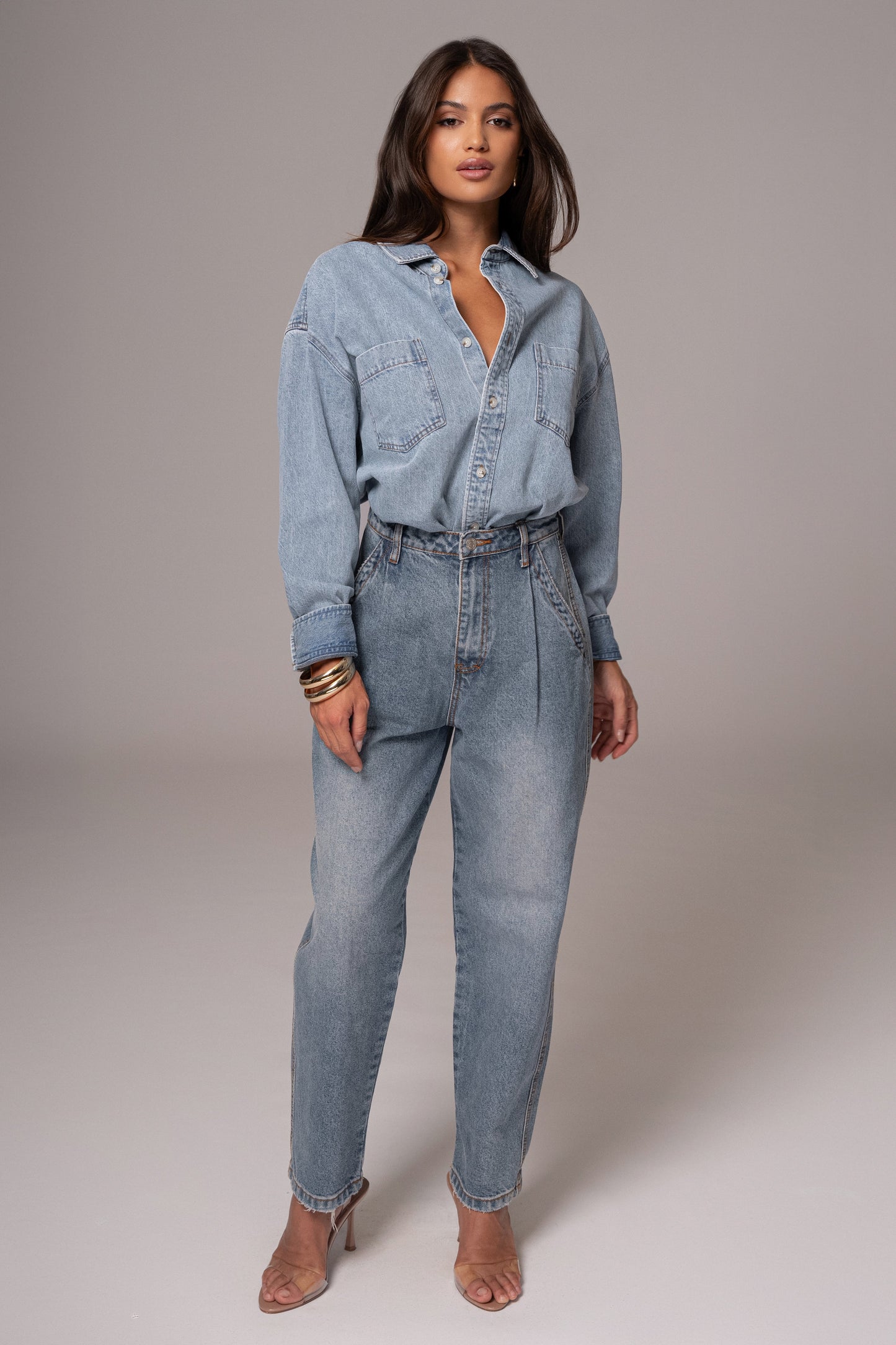 Light Wash Denim Brandi Oversized Button Up