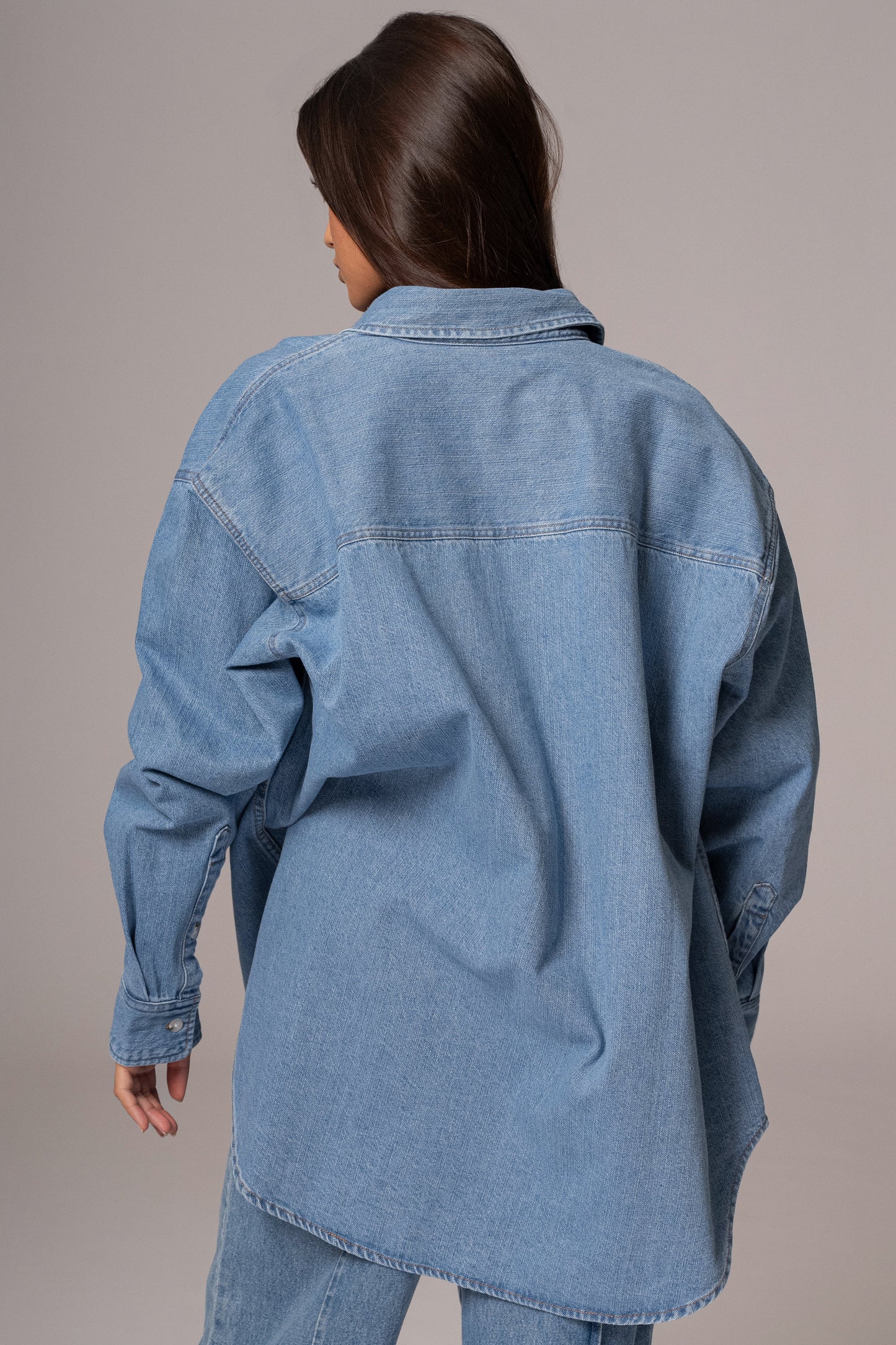 Medium Wash Denim Brandi Oversized Button Up