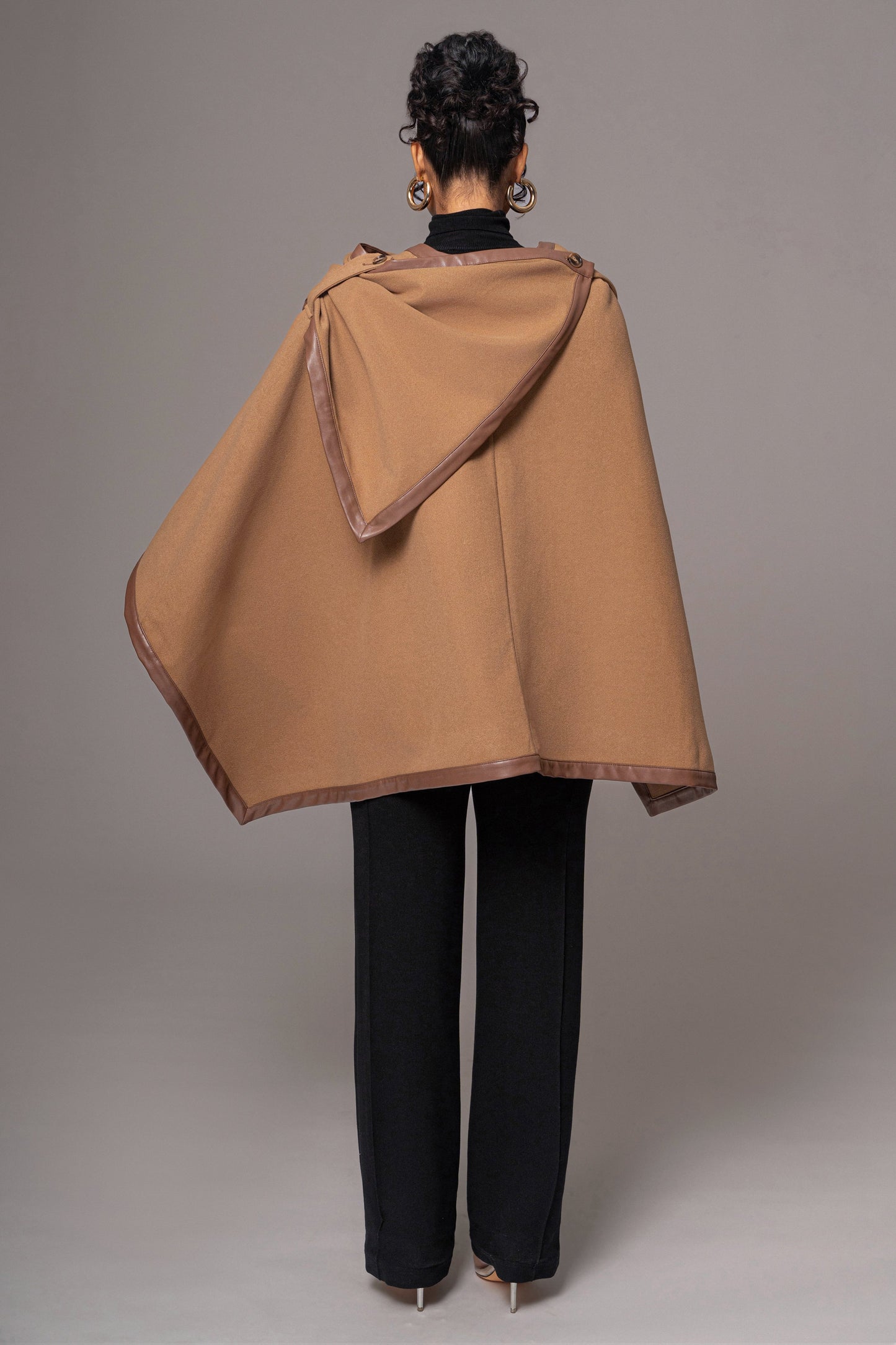 Camel Felt And Faux Leather Shawl