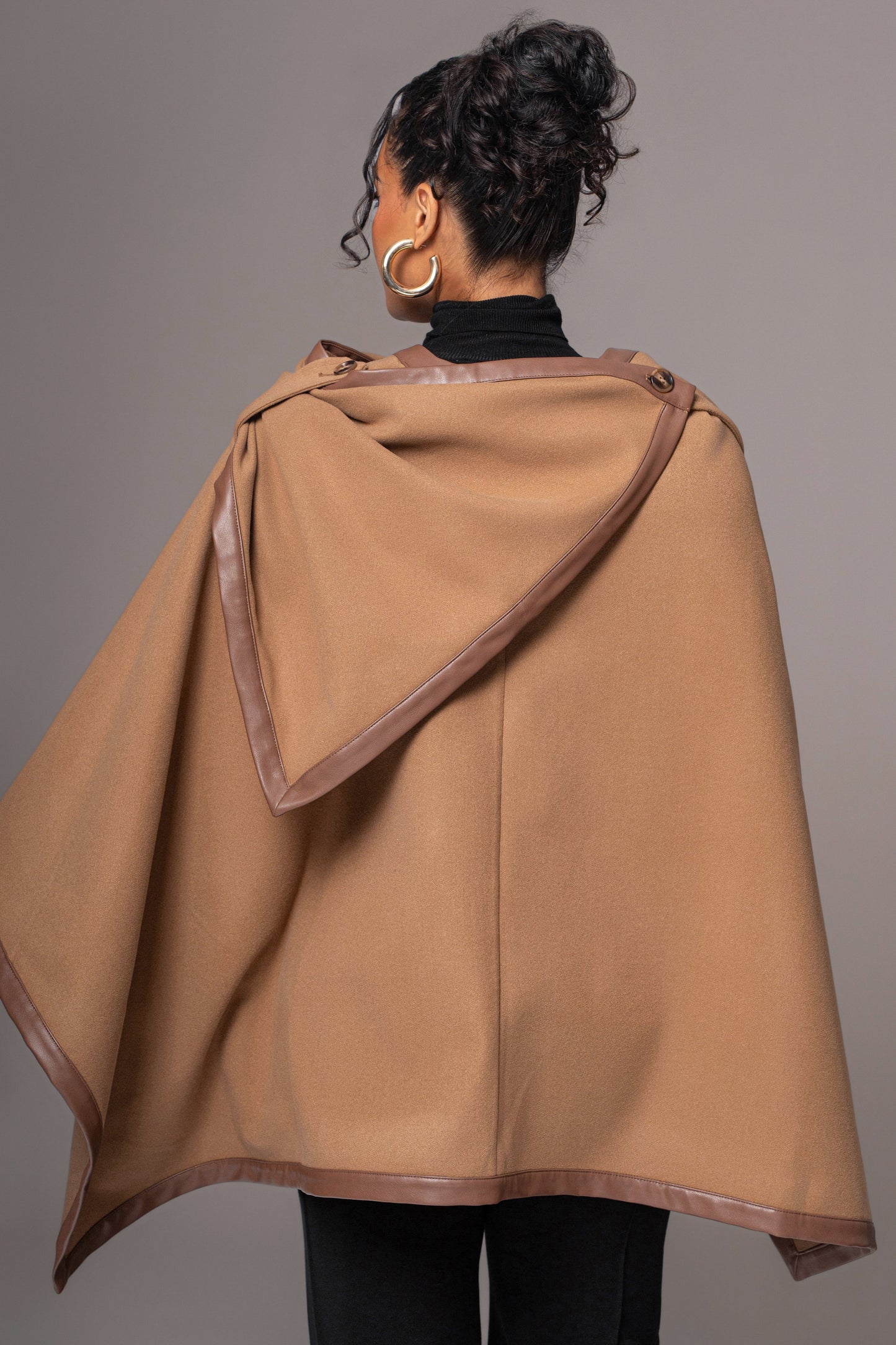 Camel Felt And Faux Leather Shawl