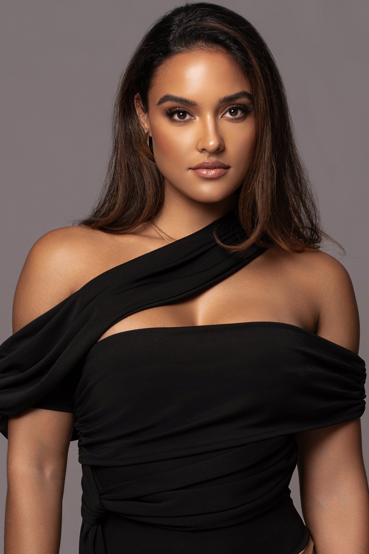 Black Above All Drape Bodysuit