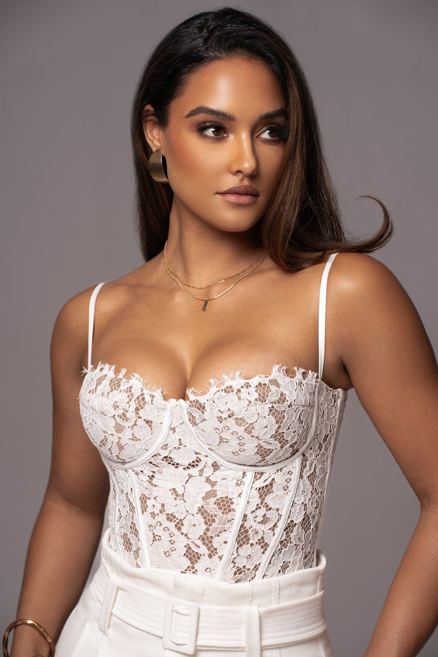 White Grecia Lace Bustier Top