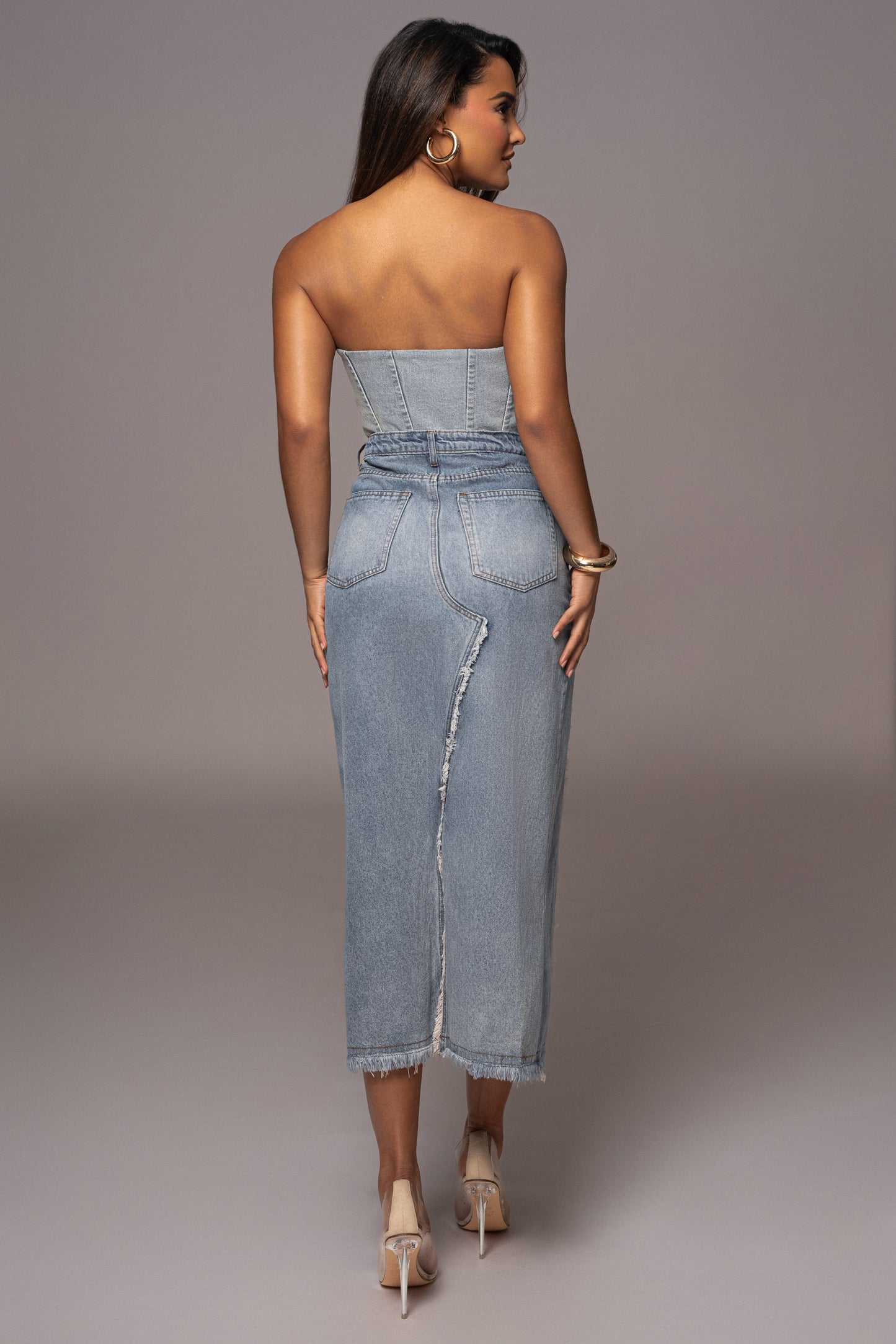 NAT & LIV x JLUXLABEL Light Wash Denim Lisbeth Corset