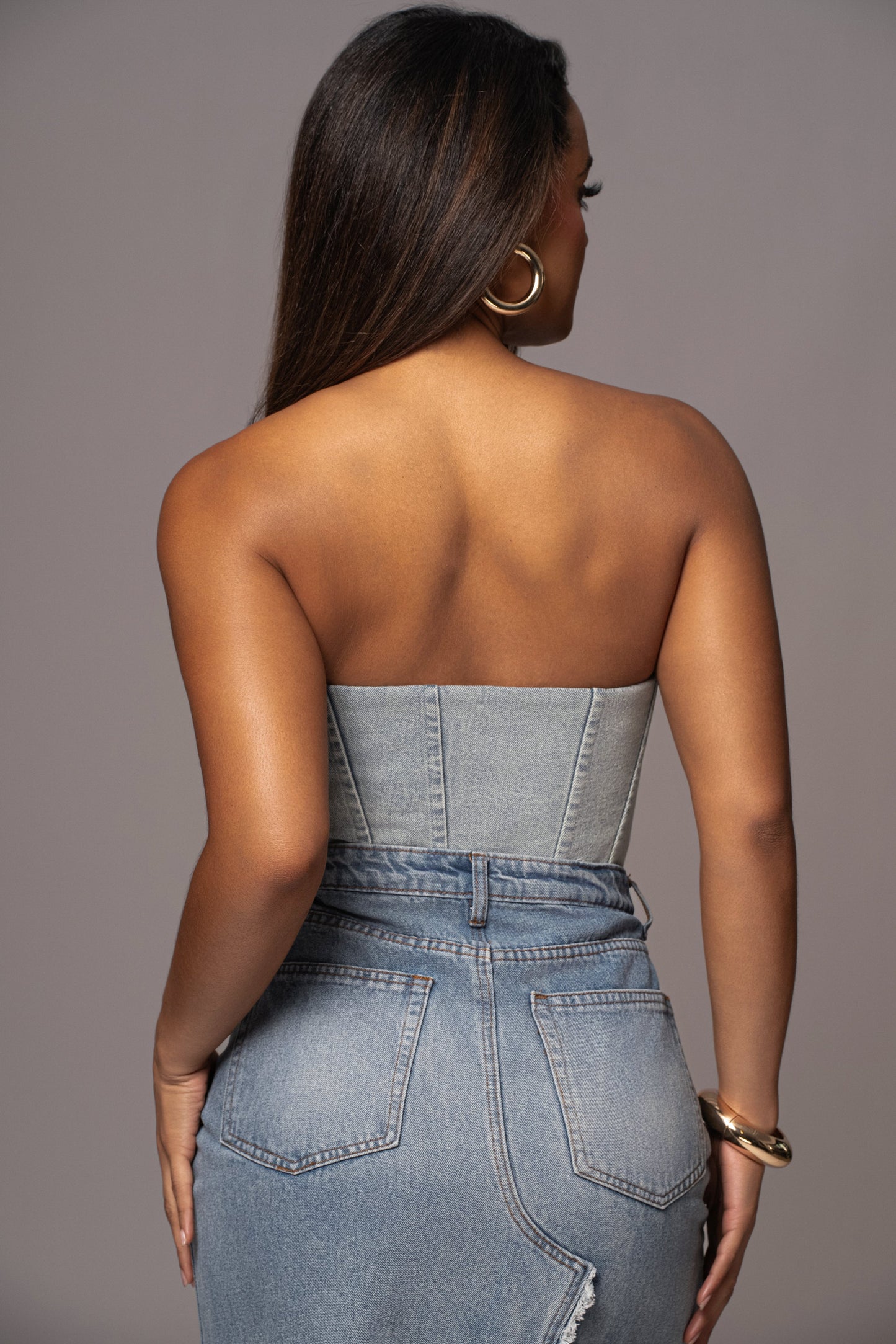 NAT & LIV x JLUXLABEL Light Wash Denim Lisbeth Corset