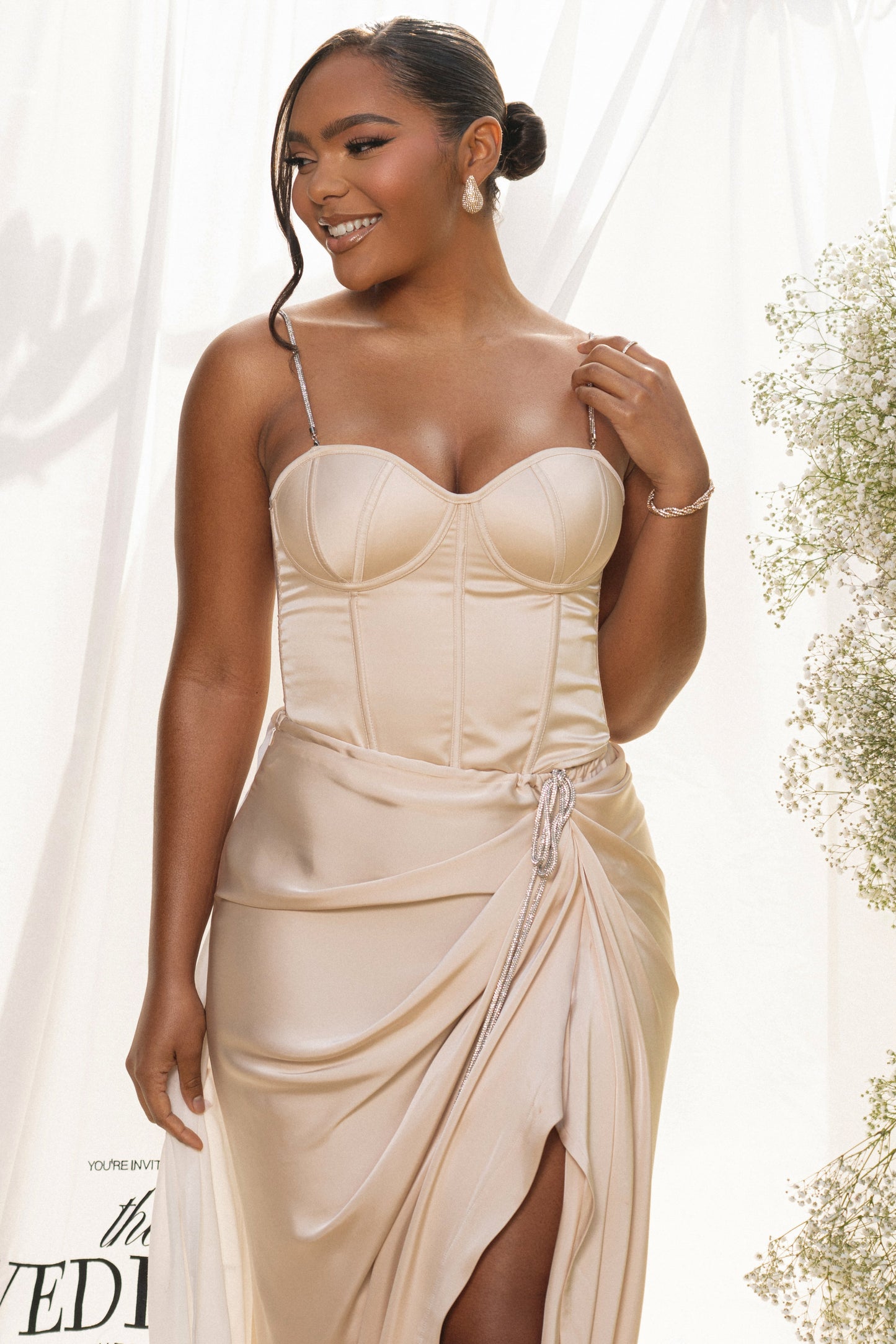 Champagne Leo Matte Satin Bustier