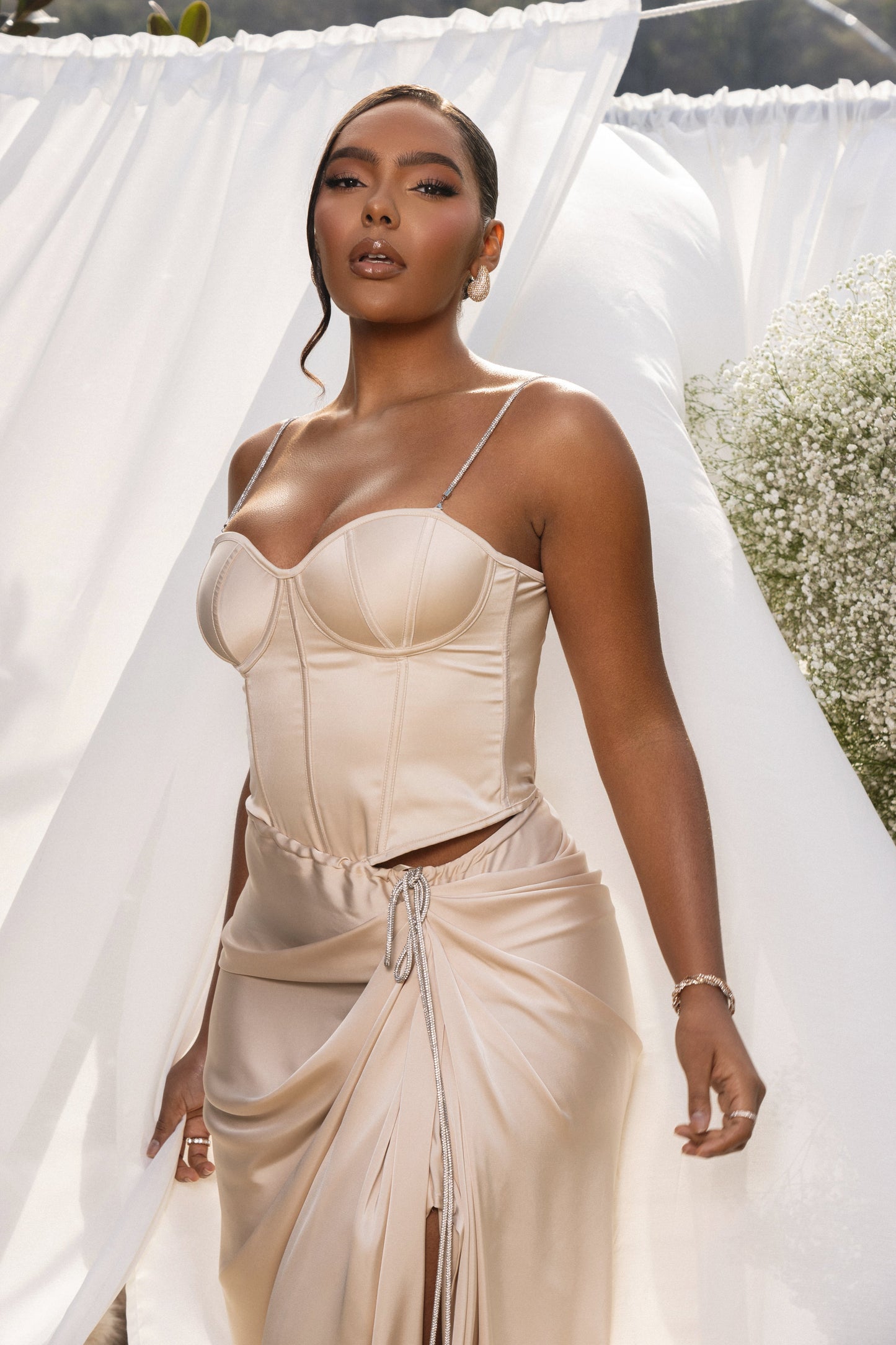 Champagne Leo Matte Satin Bustier